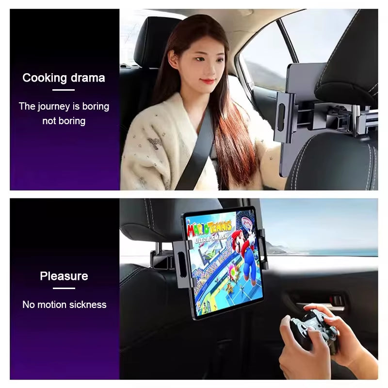 Support télescopique pour tablette, iPad, téléphone de 4 à 12,9 pouces pour appuie-tête de voiture