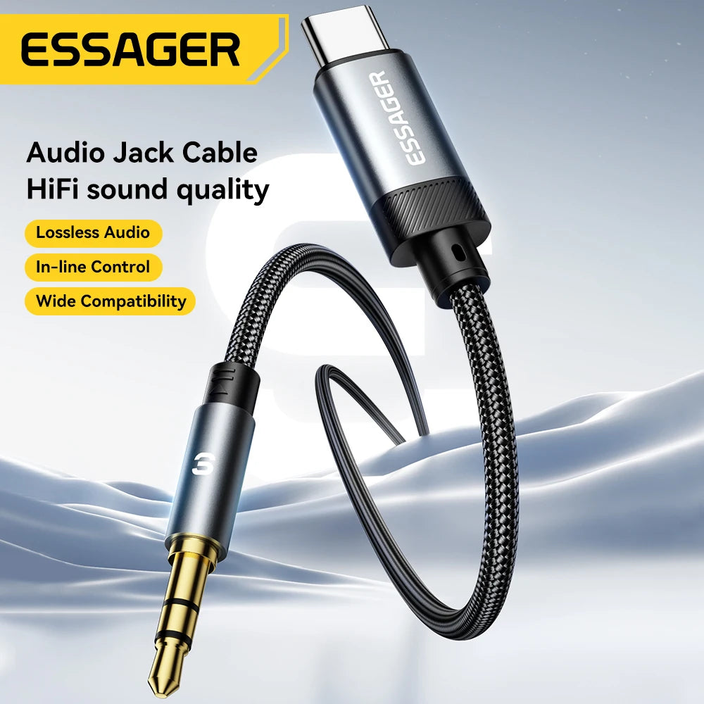 Cable adaptateur prise auxiliaire 3,5 mm vers USB-C, USB-A et Lightning iPhone