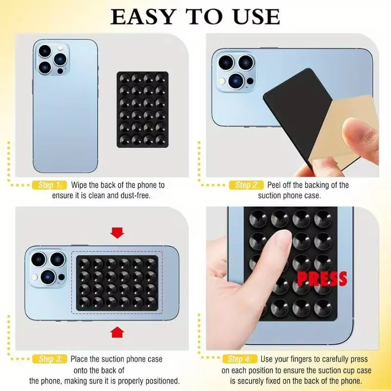 Support de téléphone à ventouse en silicone, antidérapant, simple face, autocollant arrière