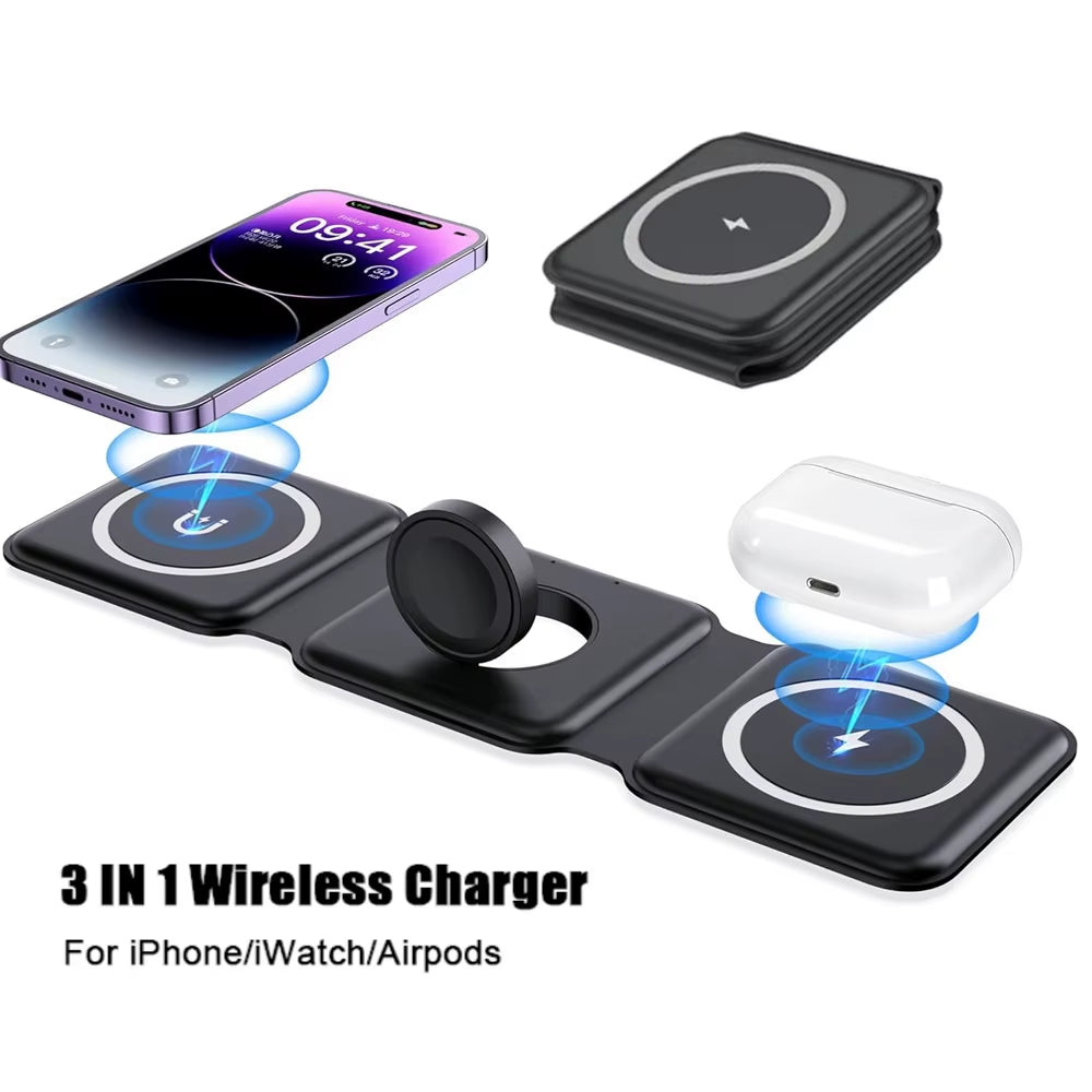 Station de charge rapide 100W magnétique sans fil 3 en 1