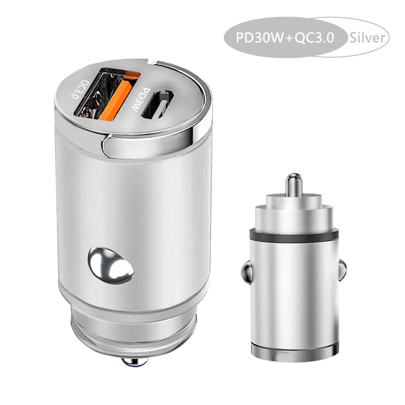 100W Mini Car Charger Lighter Fast Charging for Iphone QC3.0 Mini PD USB Type C Car Phone Charger for Xiaomi Samsung Huawei