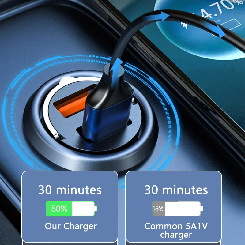 100W Mini Car Charger Lighter Fast Charging for Iphone QC3.0 Mini PD USB Type C Car Phone Charger for Xiaomi Samsung Huawei