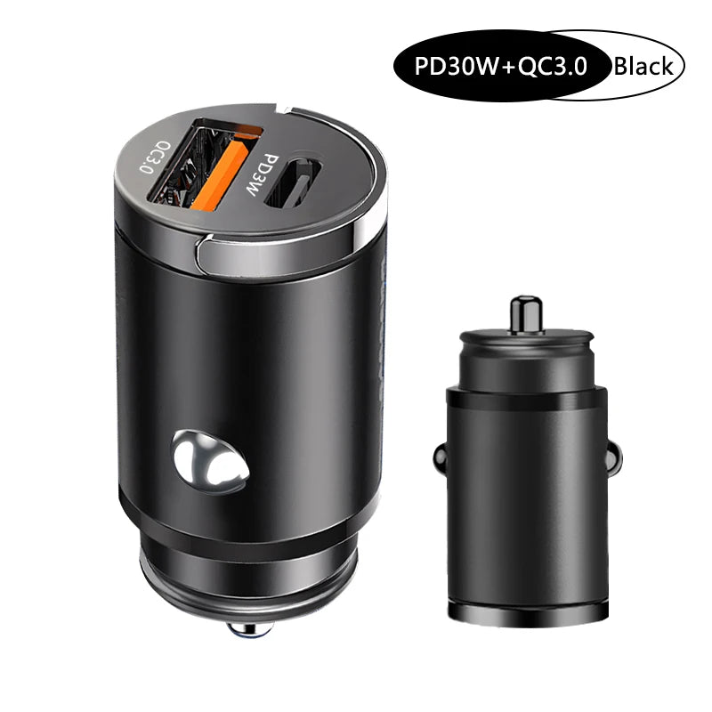 100W Mini Car Charger Lighter Fast Charging for Iphone QC3.0 Mini PD USB Type C Car Phone Charger for Xiaomi Samsung Huawei