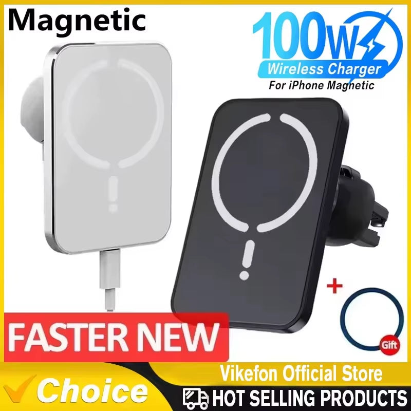 Support magnétique charge rapide sans fil pour voiture 100 W, pour iPhone 16, 15, 14, 13, 12 Pro Max