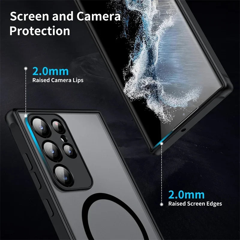 Matte Magnetic for Samsung Galaxy S25 S24 S23 S22 S21 S20 Ultra plus FE A54 A53 A13 Note 20 10 5G Case Wireless Charge Cover