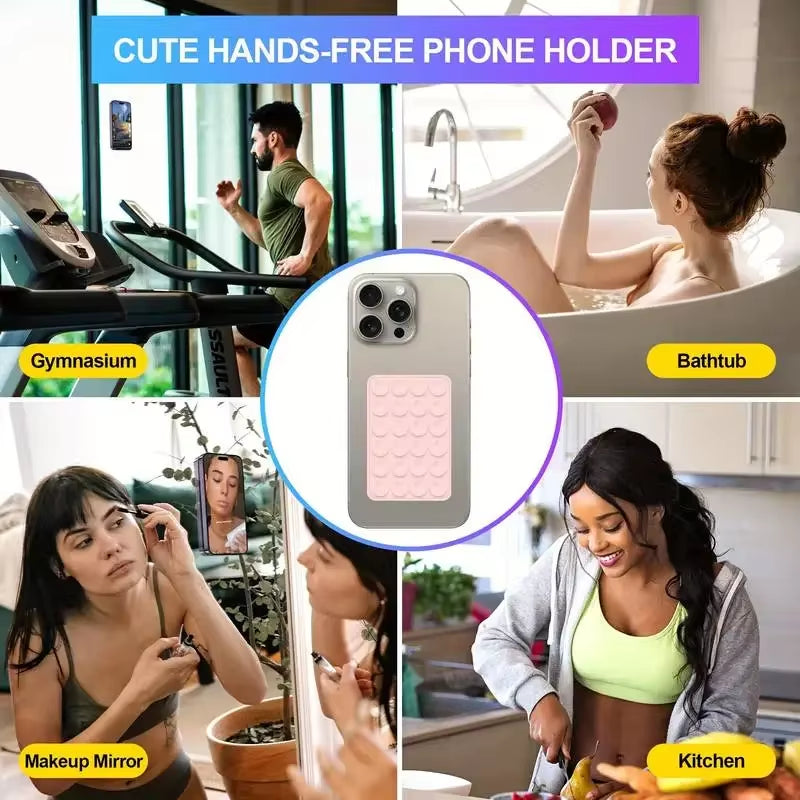 Support de téléphone à ventouse en silicone, antidérapant, simple face, autocollant arrière