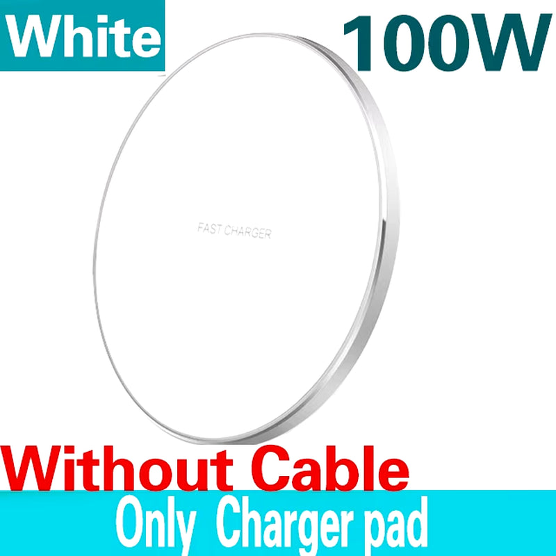 100W Fast Wireless Charger Pad for Iphone 15 14 13 12 11 Pro Max Samsung Galaxy S24 S23 S22 S20 Xiaomi Wireless Charging Station