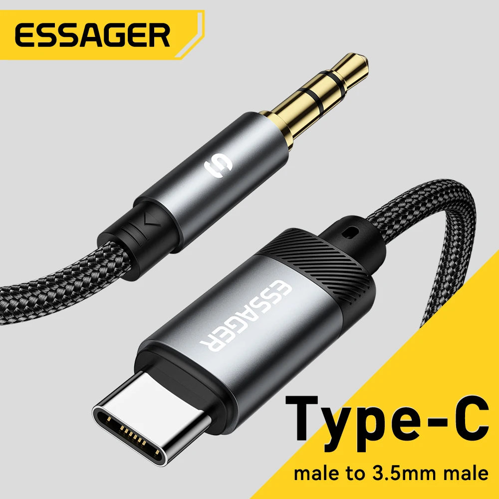 Cable adaptateur prise auxiliaire 3,5 mm vers USB-C, USB-A et Lightning iPhone