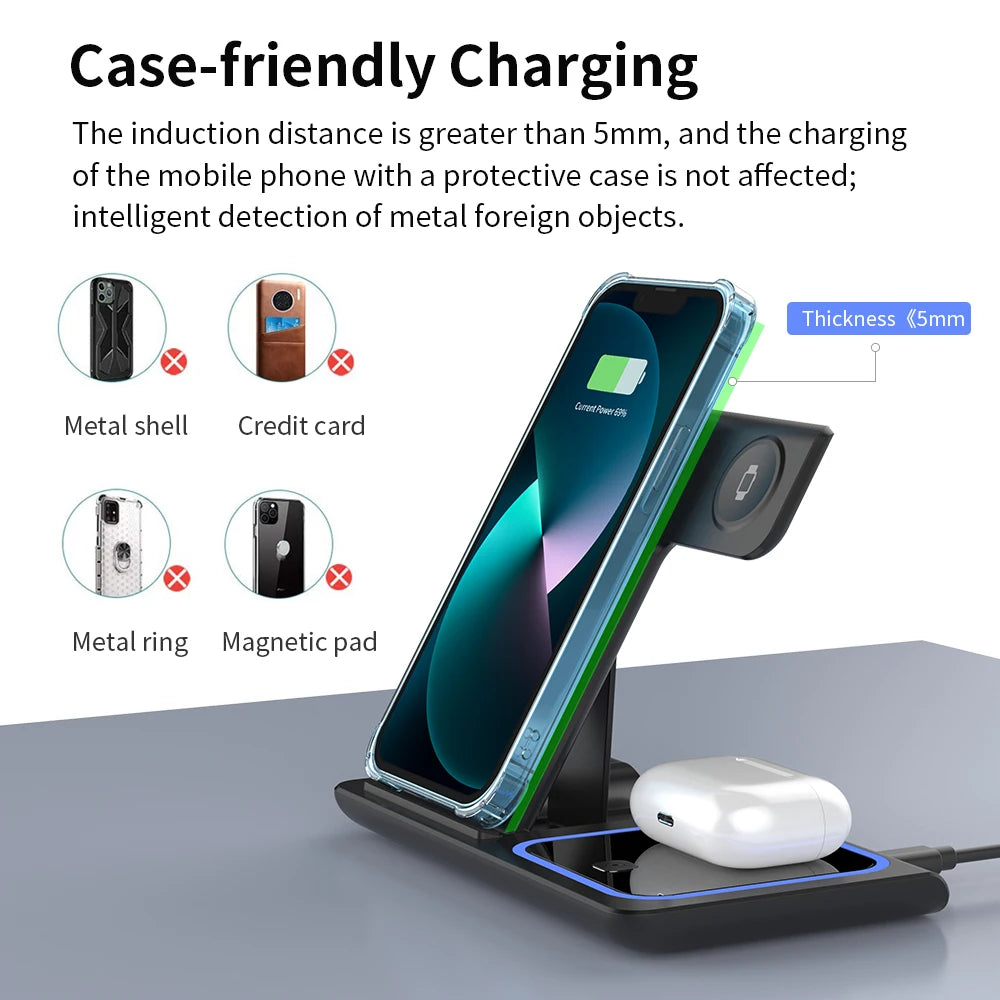 Station de charge rapide pliable 3 en 1