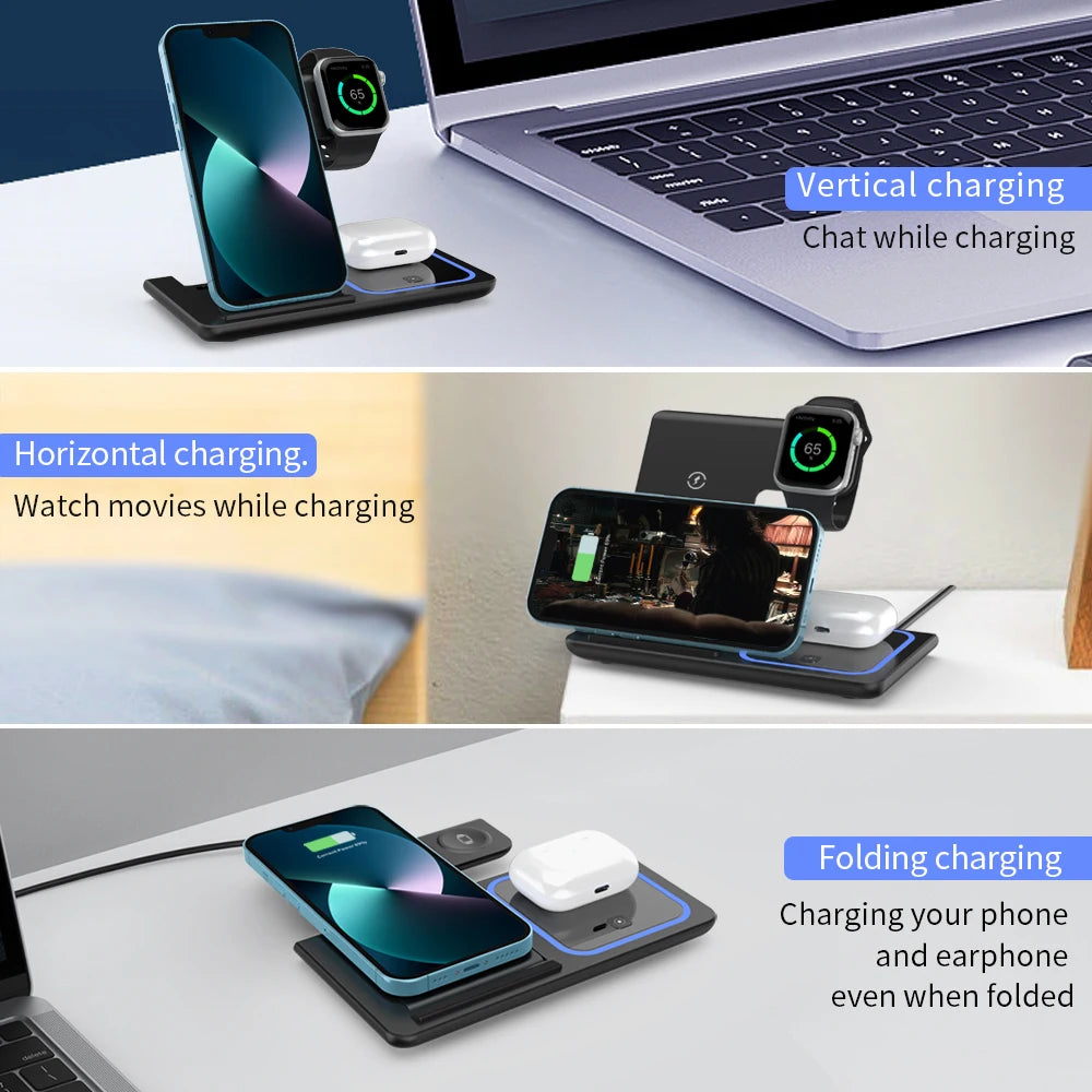 Station de charge rapide pliable 3 en 1
