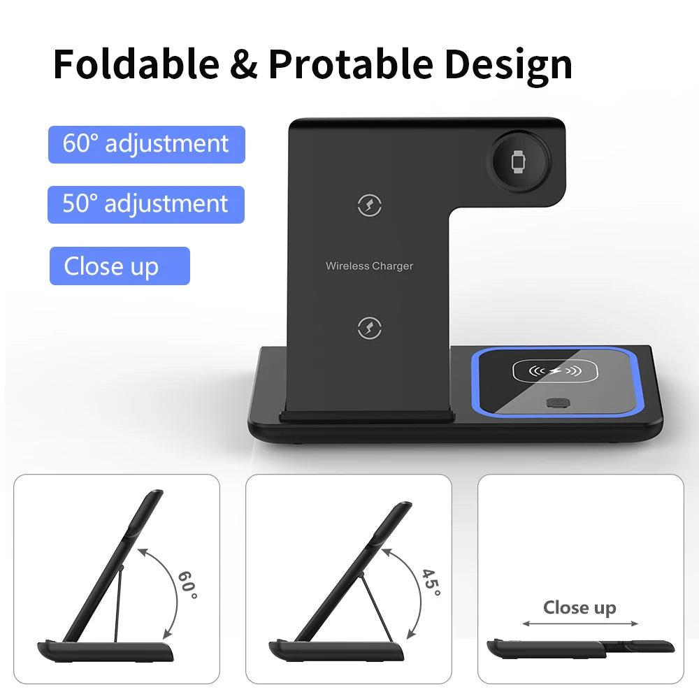 Station de charge rapide pliable 3 en 1