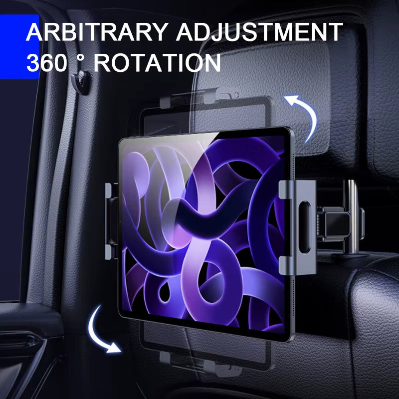 Support télescopique pour tablette, iPad, téléphone de 4 à 12,9 pouces pour appuie-tête de voiture