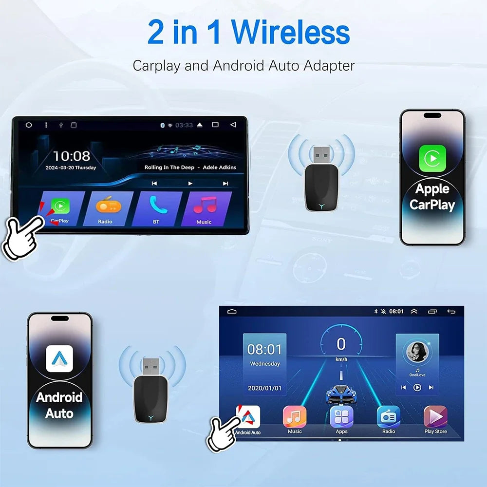 Adaptateur Carplay sans fil , 2 en 1, nouveauté 2025