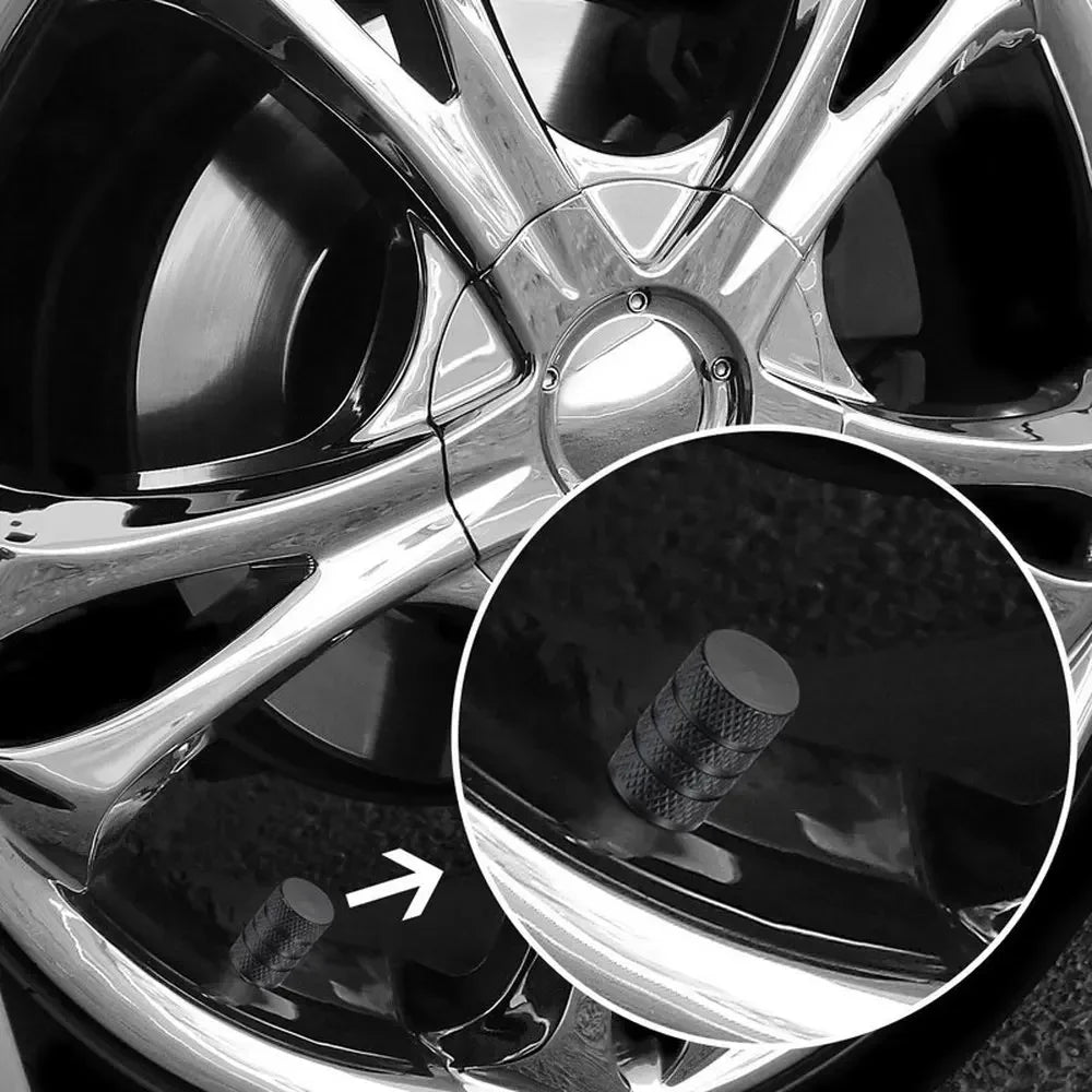 Lot de 4 bouchons de valve de pneu de voiture, en aluminium