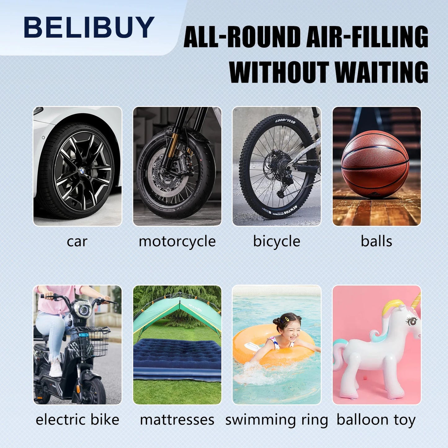 Compresseur d'air portable sans fil pour voiture, moto, vélo