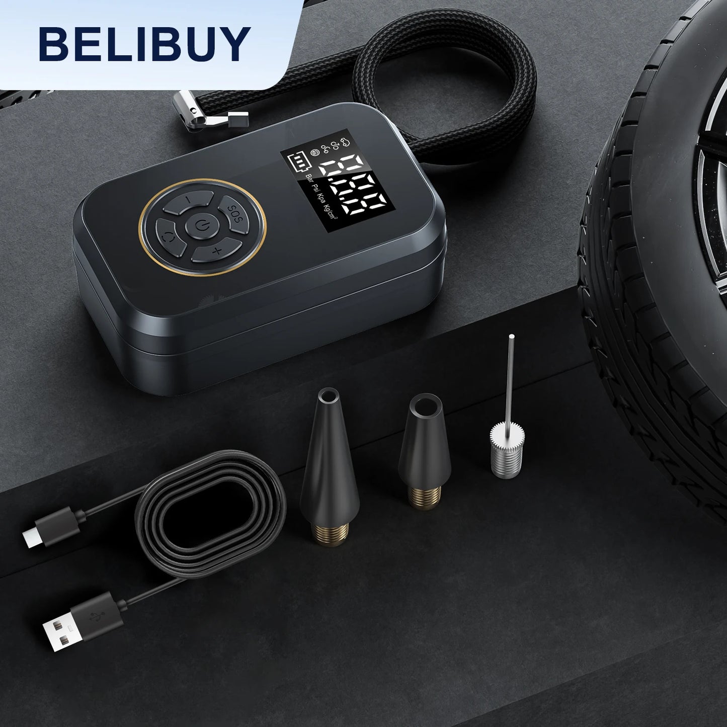 Compresseur d'air portable sans fil pour voiture, moto, vélo