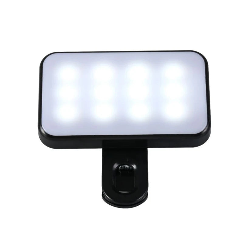 Mini lampe de remplissage LED portable pour selfie, 3 modes, luminosité réglable, avec clip pour téléphone