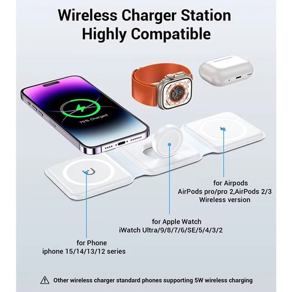Station de charge rapide 100W magnétique sans fil 3 en 1