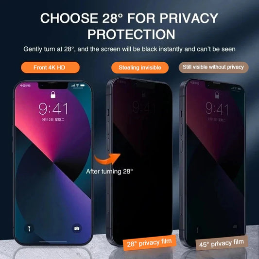 Verre trempé anti espion pour iPhone 
