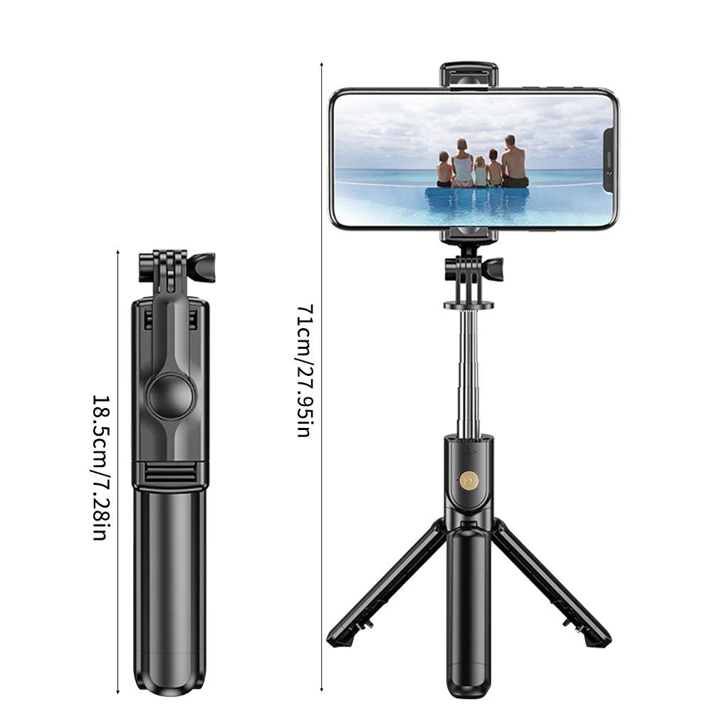 Trépied et  perche à Selfie, avec télécommande Bluetooth légère, extensible avec lumière d'appoint